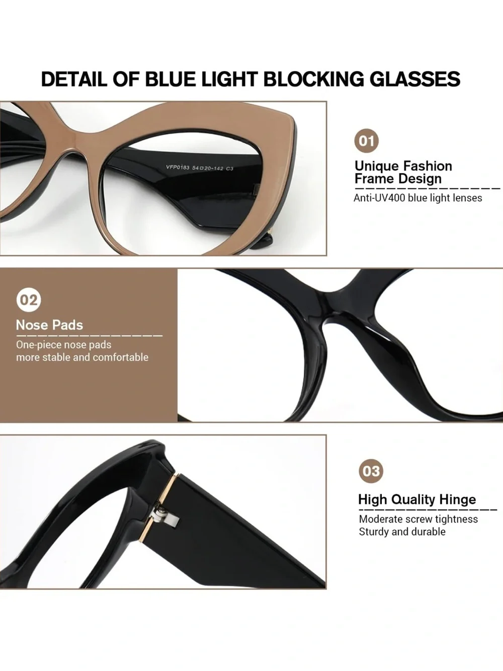 VOOGLAM Voogueme Cat Eye Blue Light Blocking Glasses in Khaki Color